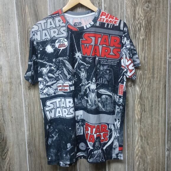 Star Wars Mens Med Comic Book All Over Graphic Tee Fifth Sun  Black White Red - Picture 1 of 7